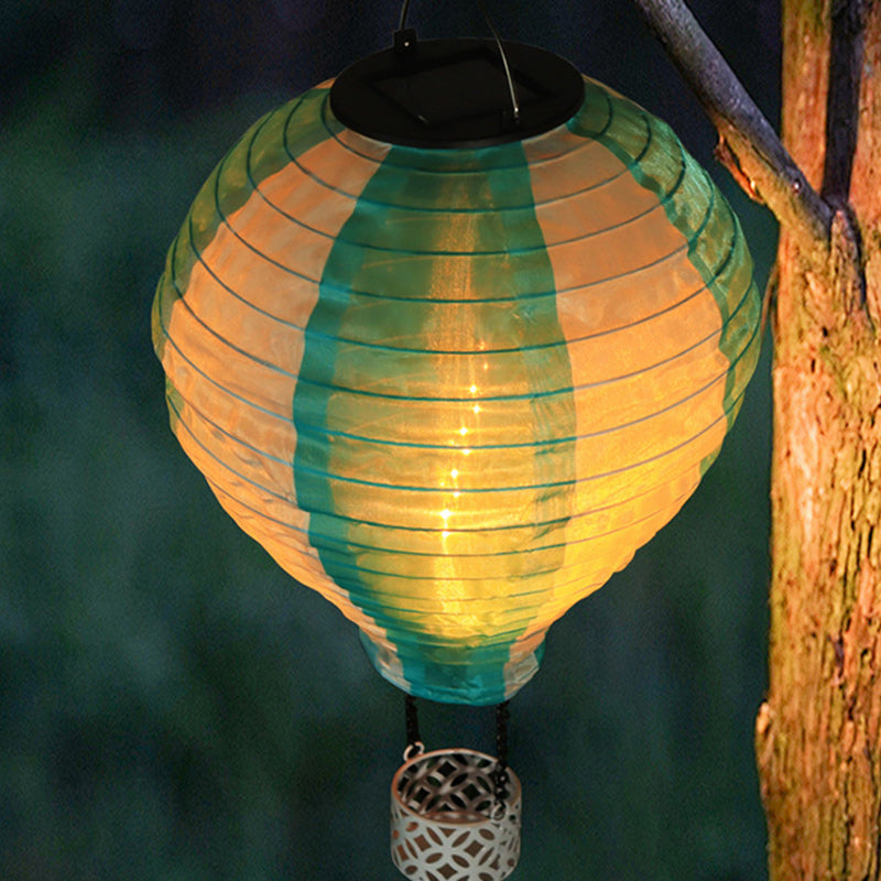 Moderne Kreativ Solvarm Luftballon Stof Skærm LED Udendørs Pendel Lys til Terrasse Udenfor