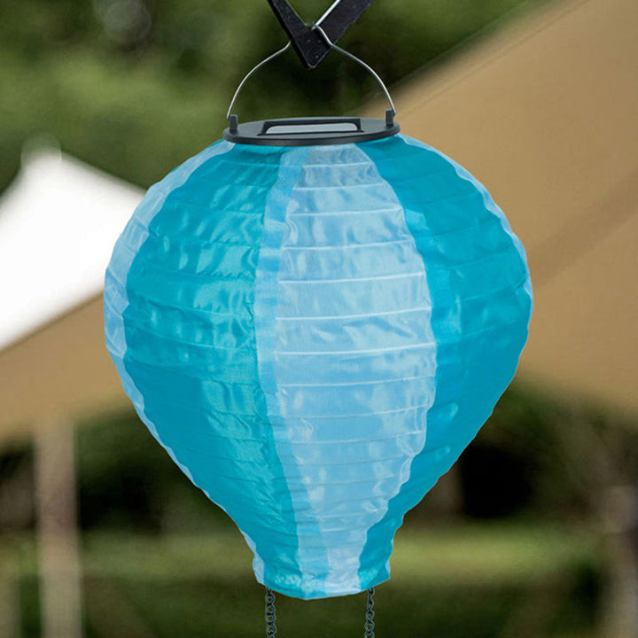 Moderne Kreativ Solvarm Luftballon Stof Skærm LED Udendørs Pendel Lys til Terrasse Udenfor