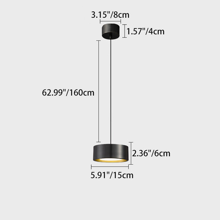 Minimalistisk Rund Cylinder Jern LED Pendel Lys til Soveværelse