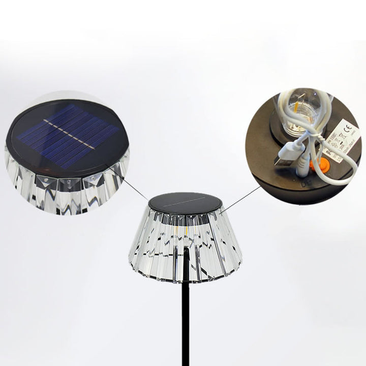 Moderne Industriel Vandtæt Sol USB Jern Glas Udendørs LED Stående Gulvlampe til Have |