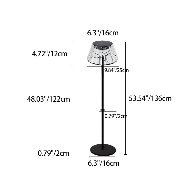 Moderne Industriel Vandtæt Sol USB Jern Glas Udendørs LED Stående Gulvlampe til Have |
