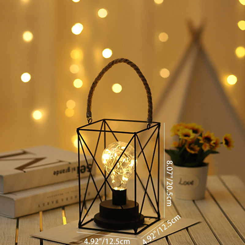 Moderne Minimalistisk Lodret Stribet Firkanthjulet Jern LED Bordlampe Til Stuen