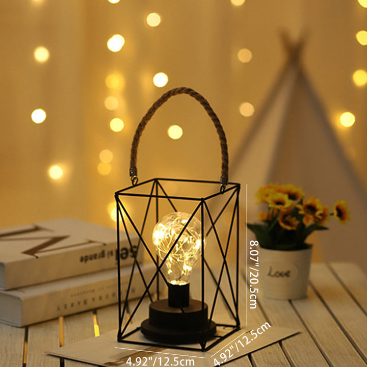 Moderne Minimalistisk Lodret Stribet Firkanthjulet Jern LED Bordlampe Til Stuen
