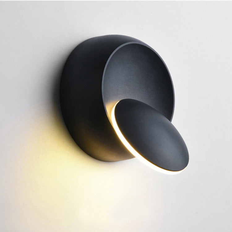 Moderne Nordisk Jern Rund Eclipse Rotérbar LED Væglampe til Natbord