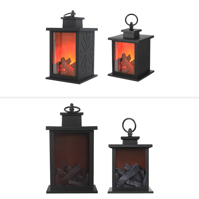 Moderne Retro ABS Simuleret Flamme Pejs Rund Batteri Rektangulær LED Bordlampe Til Stuen