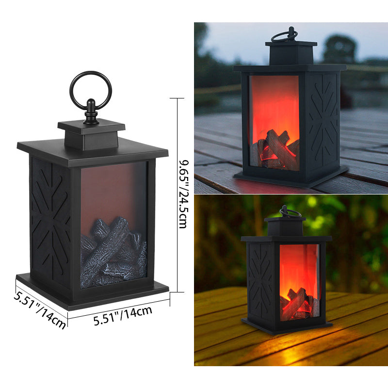 Moderne Retro ABS Simuleret Flamme Pejs Rund Batteri Rektangulær LED Bordlampe Til Stuen