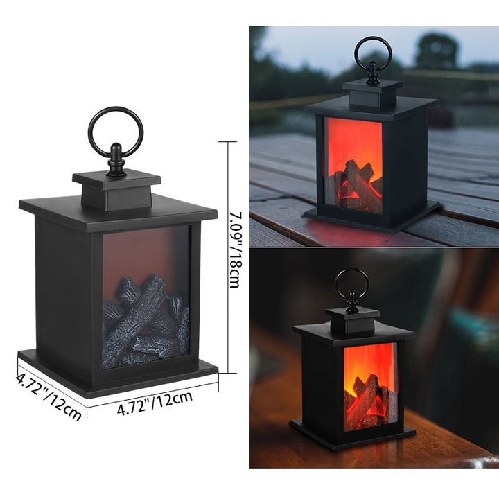 Moderne Retro ABS Simuleret Flamme Pejs Rund Batteri Rektangulær LED Bordlampe Til Stuen