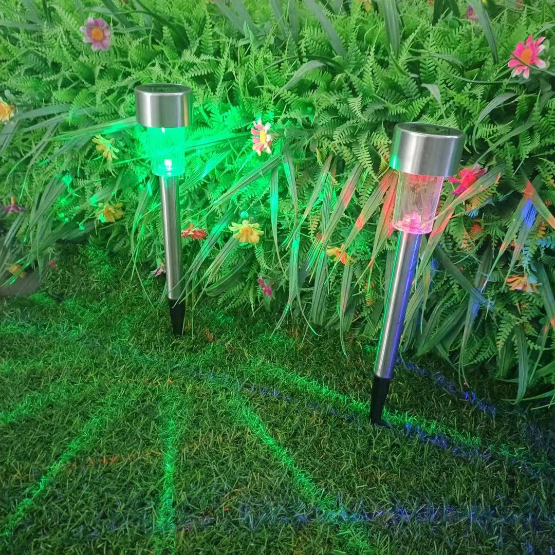 Moderne enkelhed sol vandtæt rustfrit stål cylinder LED landskabsbelysning udendørs lys til haven