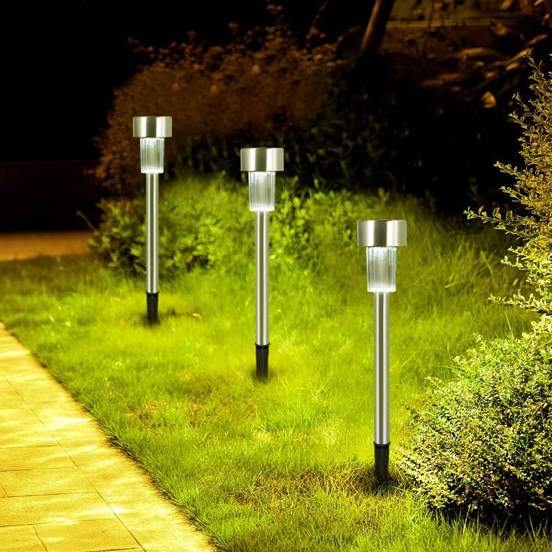 Moderne enkelhed sol vandtæt rustfrit stål cylinder LED landskabsbelysning udendørs lys til haven