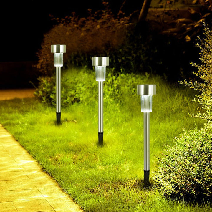 Moderne enkelhed sol vandtæt rustfrit stål cylinder LED landskabsbelysning udendørs lys til haven