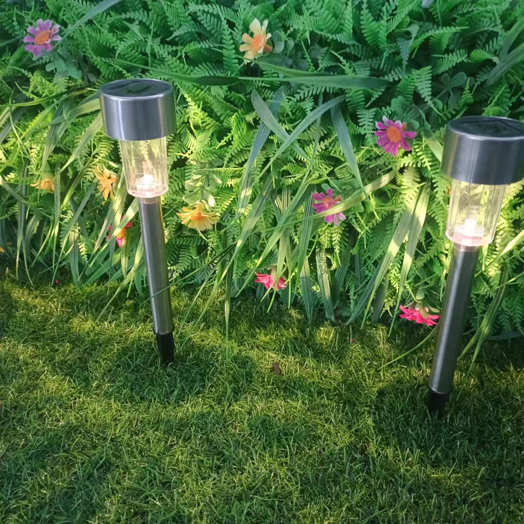 Moderne enkelhed sol vandtæt rustfrit stål cylinder LED landskabsbelysning udendørs lys til haven