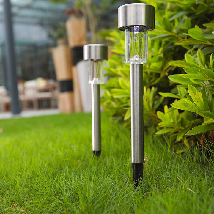 Moderne enkelhed sol vandtæt rustfrit stål cylinder LED landskabsbelysning udendørs lys til haven