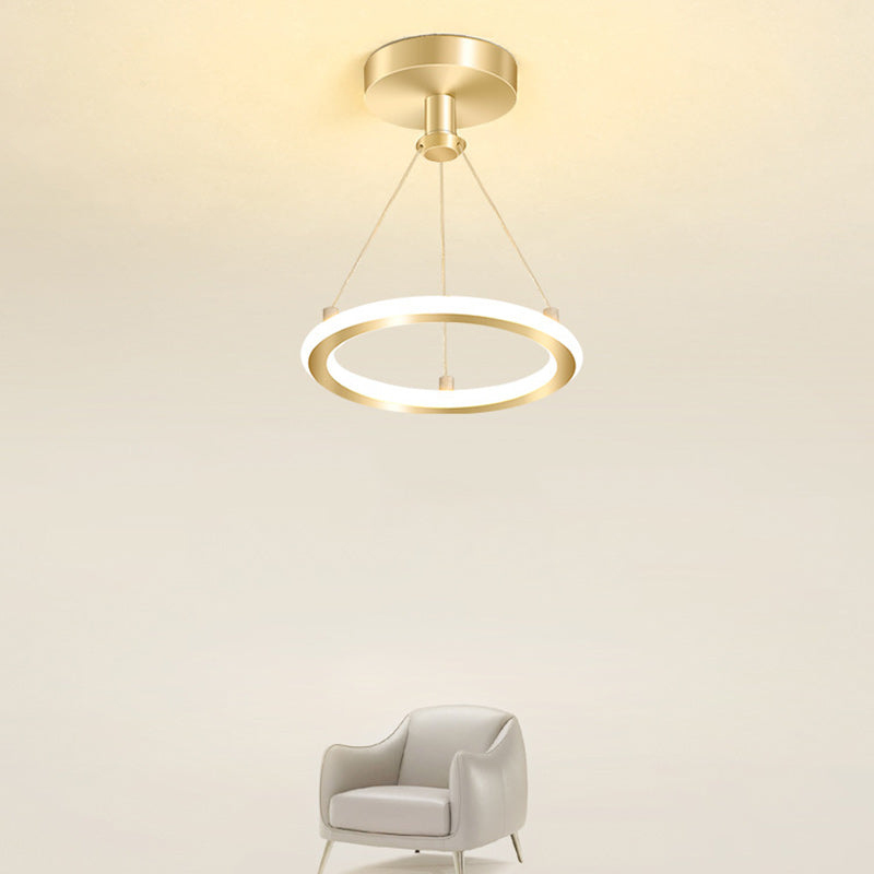 Moderne Nordisk Rund Metal Silica LED Semi-Flush Mount Loftlampe til Korridor