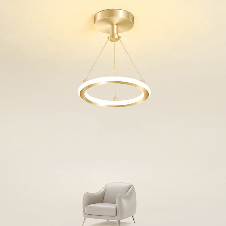 Moderne Nordisk Rund Metal Silica LED Semi-Flush Mount Loftlampe til Korridor