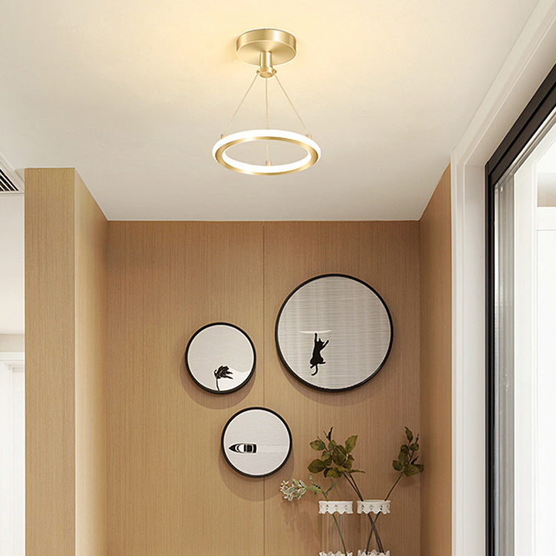 Moderne Nordisk Rund Metal Silica LED Semi-Flush Mount Loftlampe til Korridor