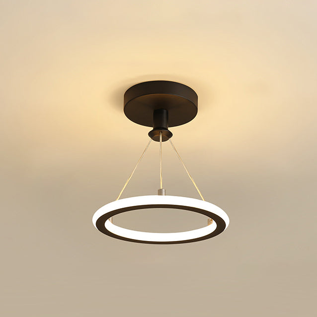 Moderne Nordisk Rund Metal Silica LED Semi-Flush Mount Loftlampe til Korridor