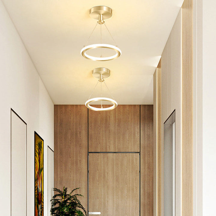 Moderne Nordisk Rund Metal Silica LED Semi-Flush Mount Loftlampe til Korridor