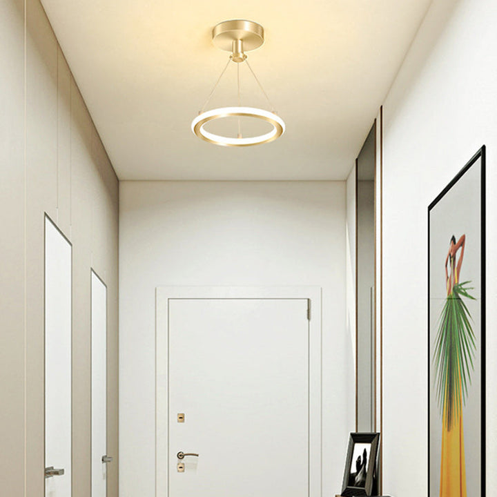 Moderne Nordisk Rund Metal Silica LED Semi-Flush Mount Loftlampe til Korridor