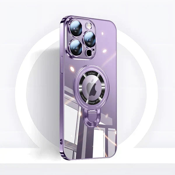 iPhone MagSafe Serie | Transparent elektroplateret roterende stand telefoncover
