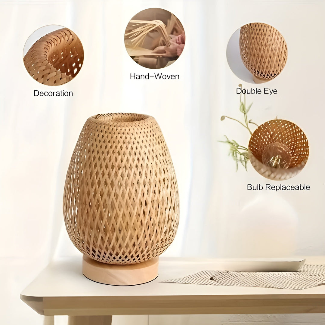 Bamboo Table Lamp with USB Power Supply – Sustainable and Energy-Saving Design