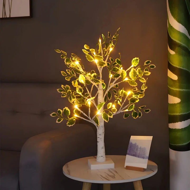 Magisk BrightTree Bordlampe – Elegant Trædesign med Varm LED Lys