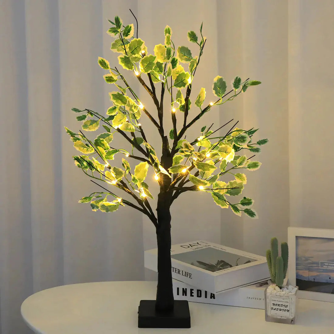 Magisk BrightTree Bordlampe – Elegant Trædesign med Varm LED Lys