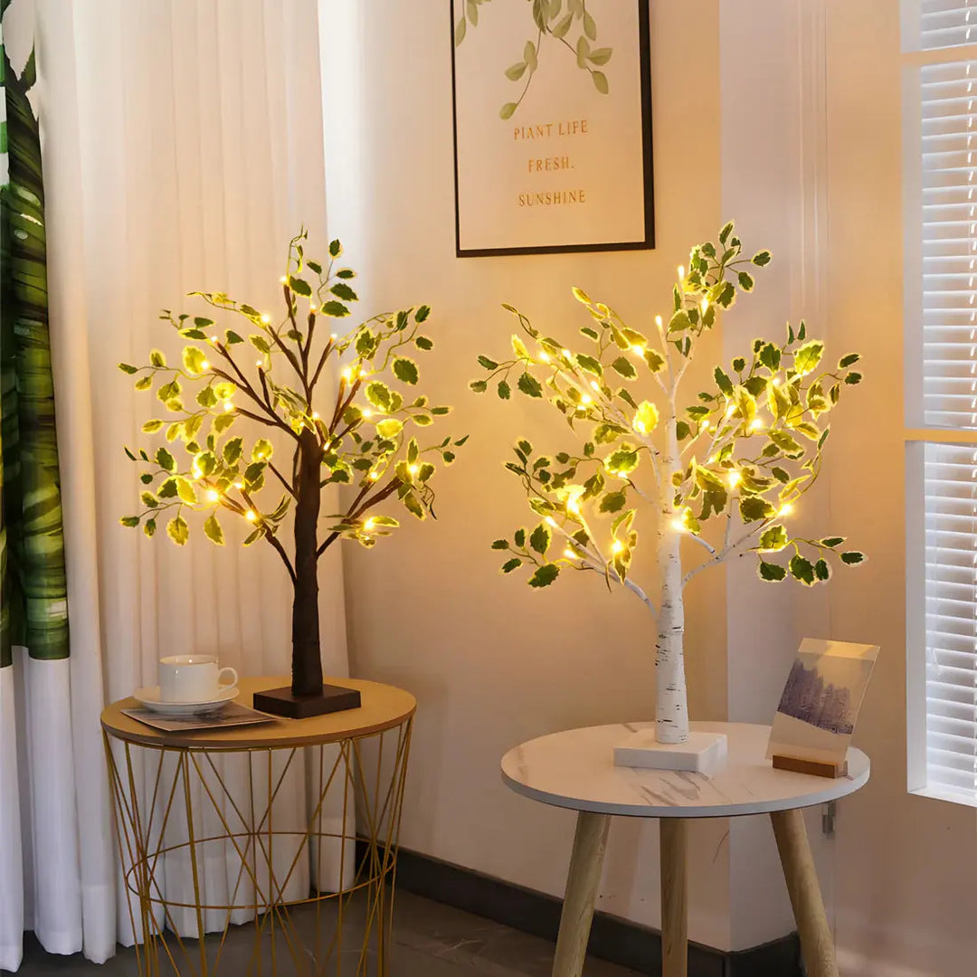Magisk BrightTree Bordlampe – Elegant Trædesign med Varm LED Lys