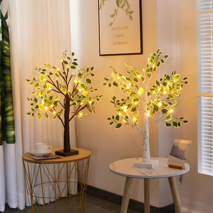 Magisk BrightTree Bordlampe – Elegant Trædesign med Varm LED Lys