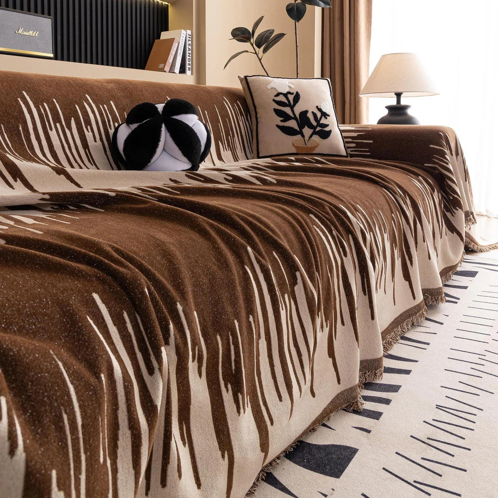 Børstestræk Vertikal Mønster Chenille Sofa Betræk