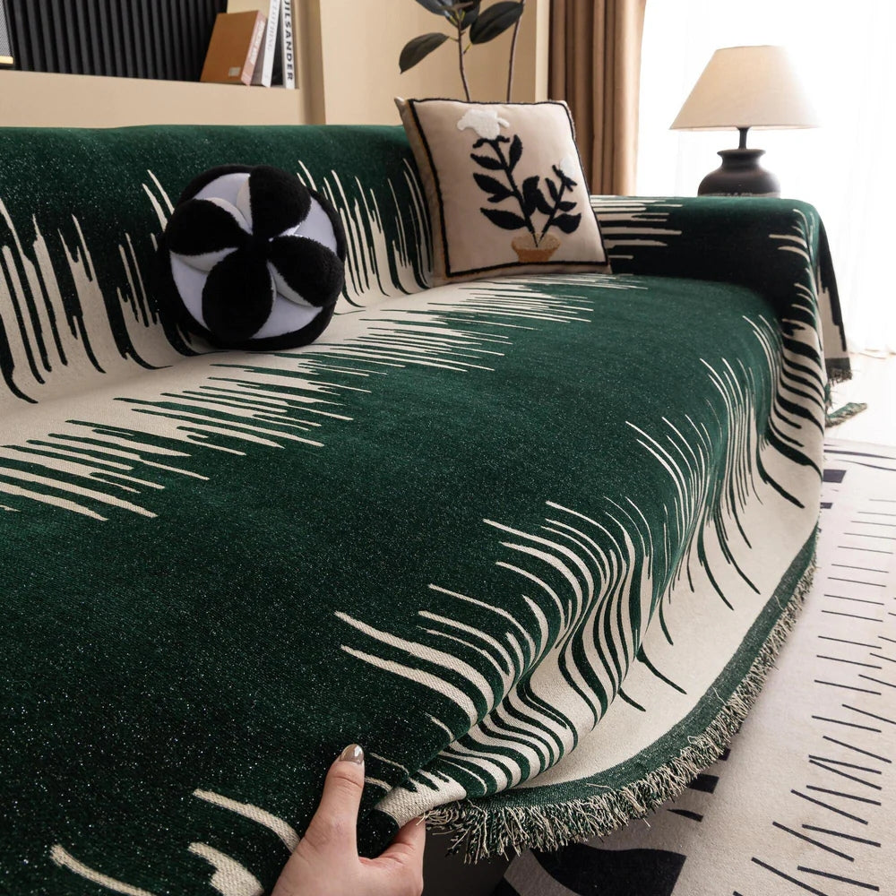 Børstestræk Vertikal Mønster Chenille Sofa Betræk