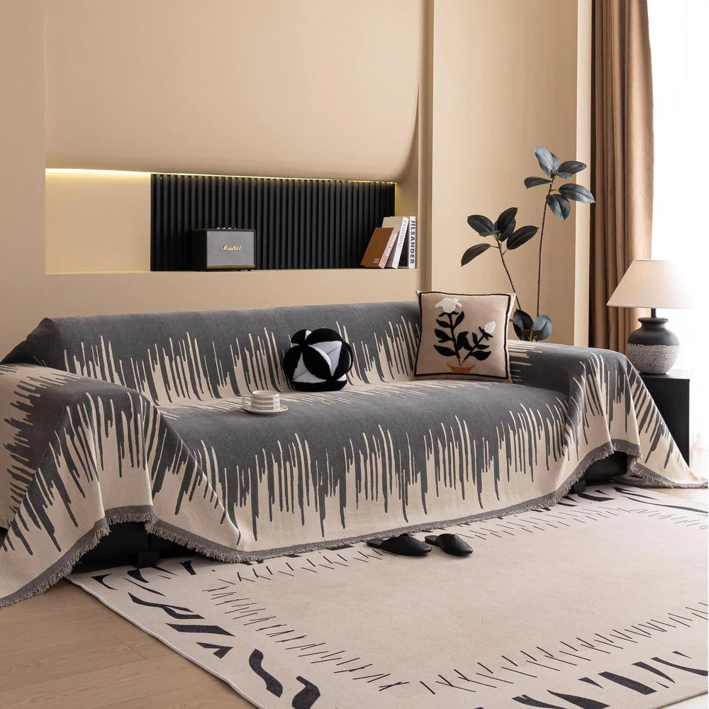 Børstestræk Vertikal Mønster Chenille Sofa Betræk