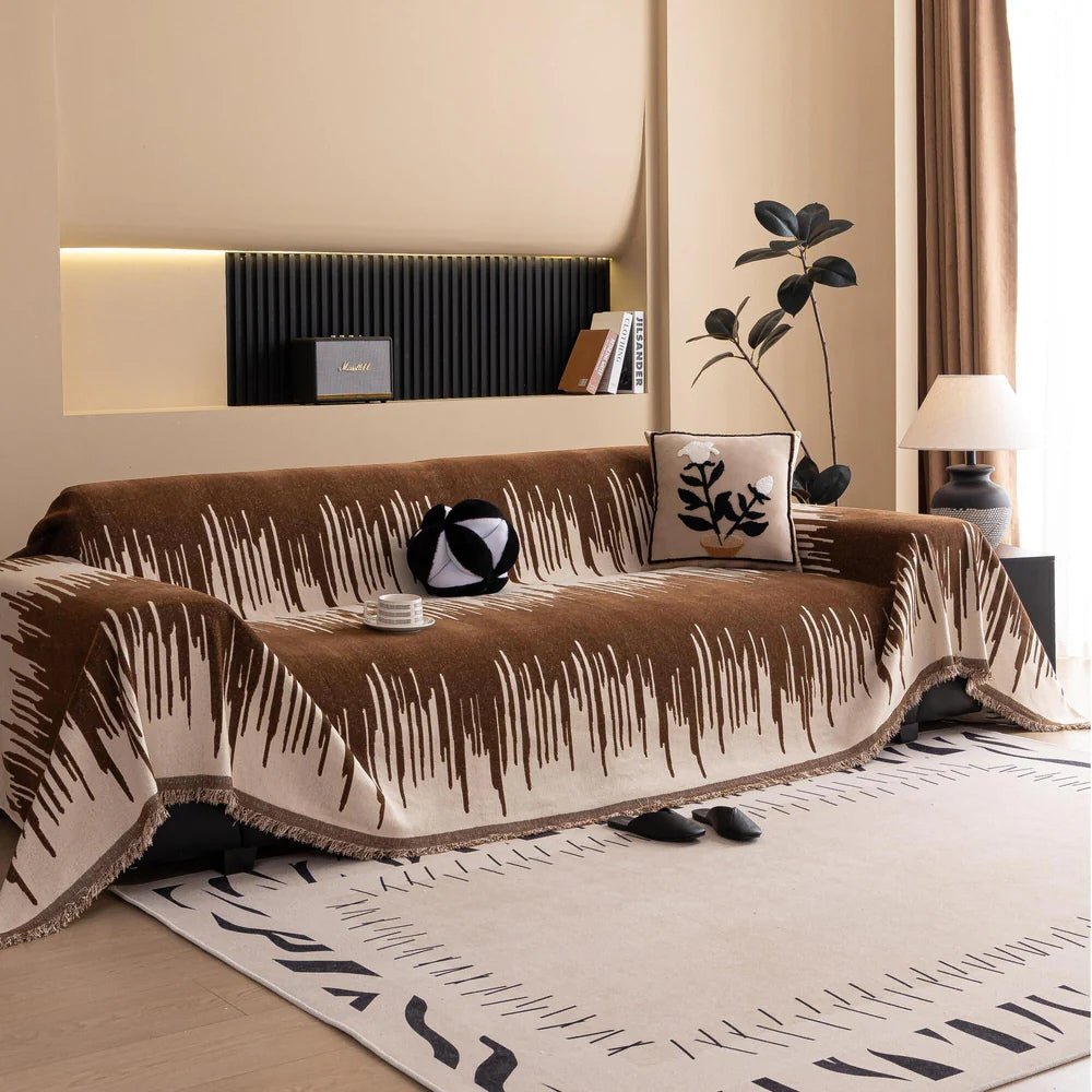 Børstestræk Vertikal Mønster Chenille Sofa Betræk