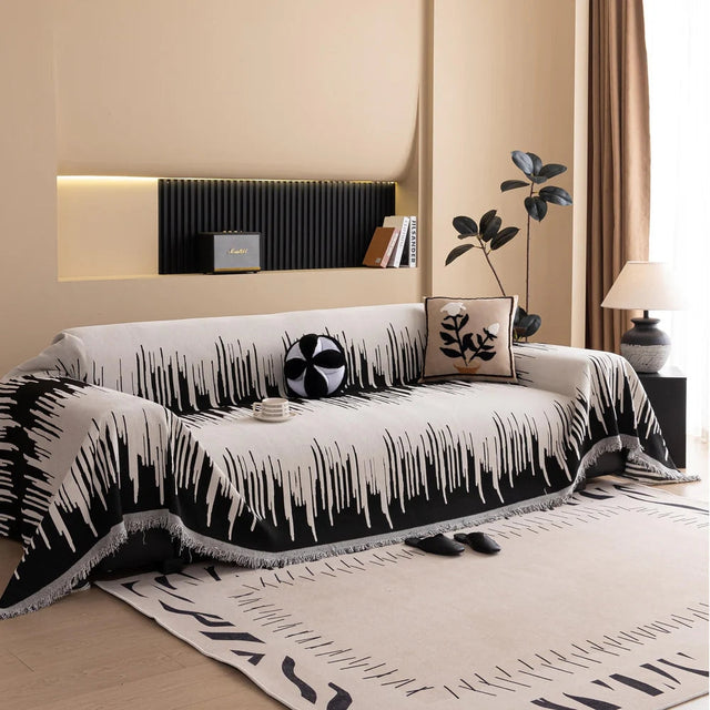 Børstestræk Vertikal Mønster Chenille Sofa Betræk