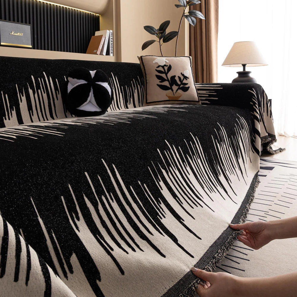 Børstestræk Vertikal Mønster Chenille Sofa Betræk