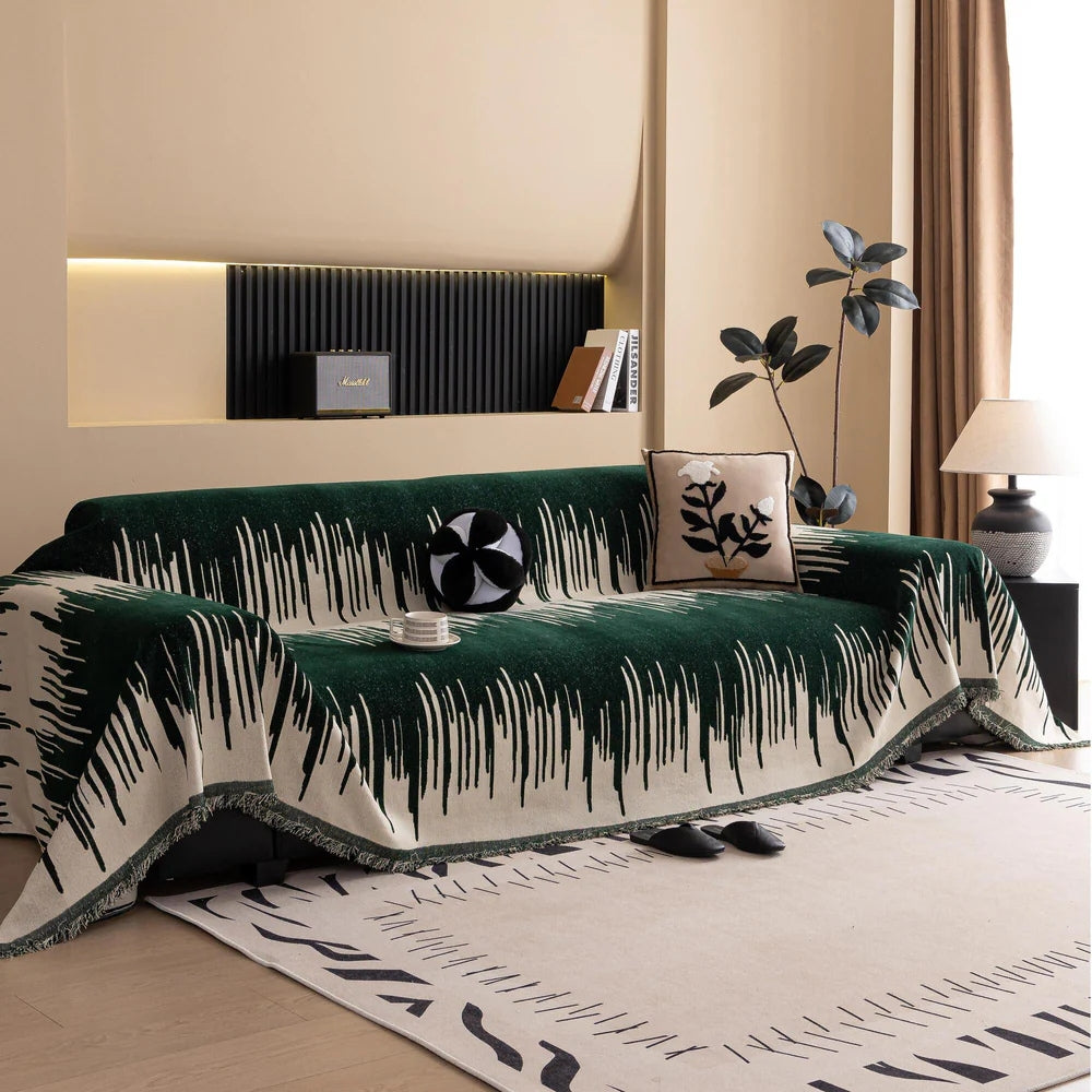Børstestræk Vertikal Mønster Chenille Sofa Betræk