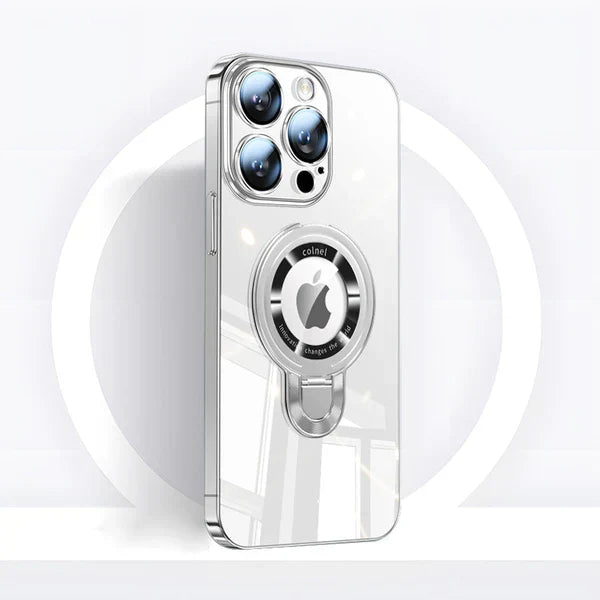 iPhone MagSafe Serie | Transparent elektroplateret roterende stand telefoncover