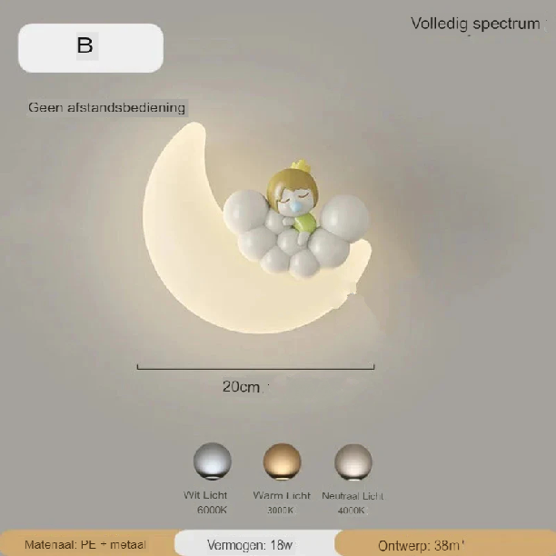 Væglampe Måne | Blød belysning | Høj kvalitet - Noram