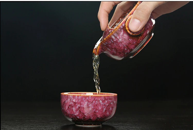 Keramisk Gaiwan Sæt kuai ke Teasæt Camping Kung Fu Teasæt 1 Teekande 1 Kop Rejseteekande Kaffekop Vandkrus Kontorkedel Drikkeudstyr