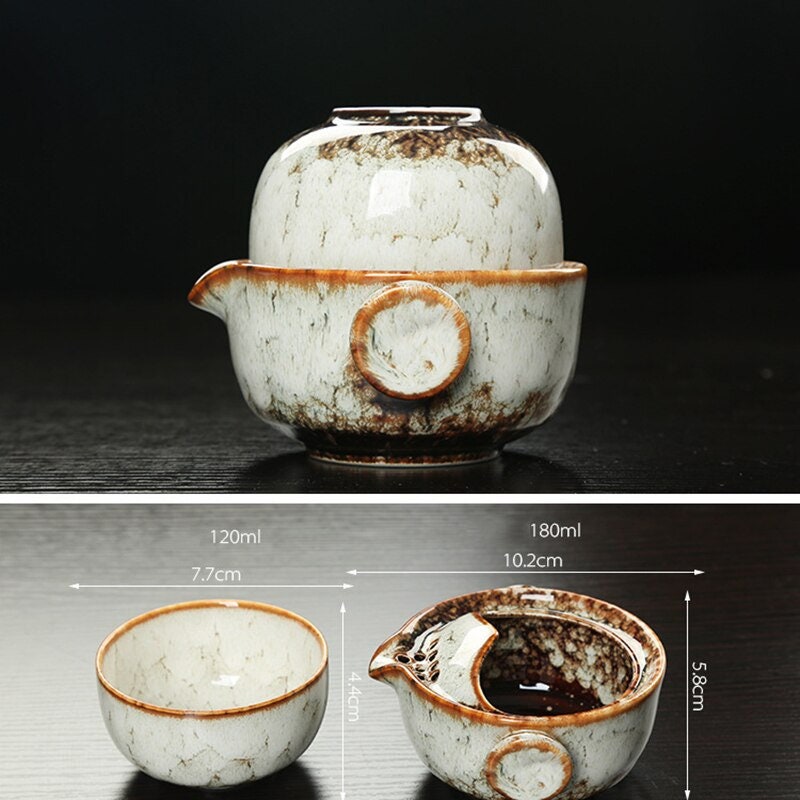 Keramisk Gaiwan Sæt kuai ke Teasæt Camping Kung Fu Teasæt 1 Teekande 1 Kop Rejseteekande Kaffekop Vandkrus Kontorkedel Drikkeudstyr