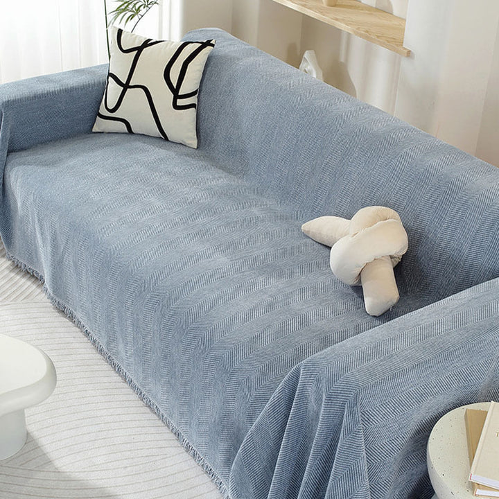 Chenille Tæppe Herringbone Frynse Sofa Dække
