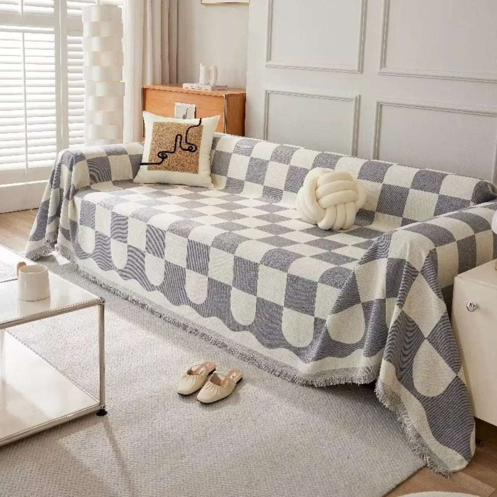 Skakbræt Chic Frynse Sofa Dække
