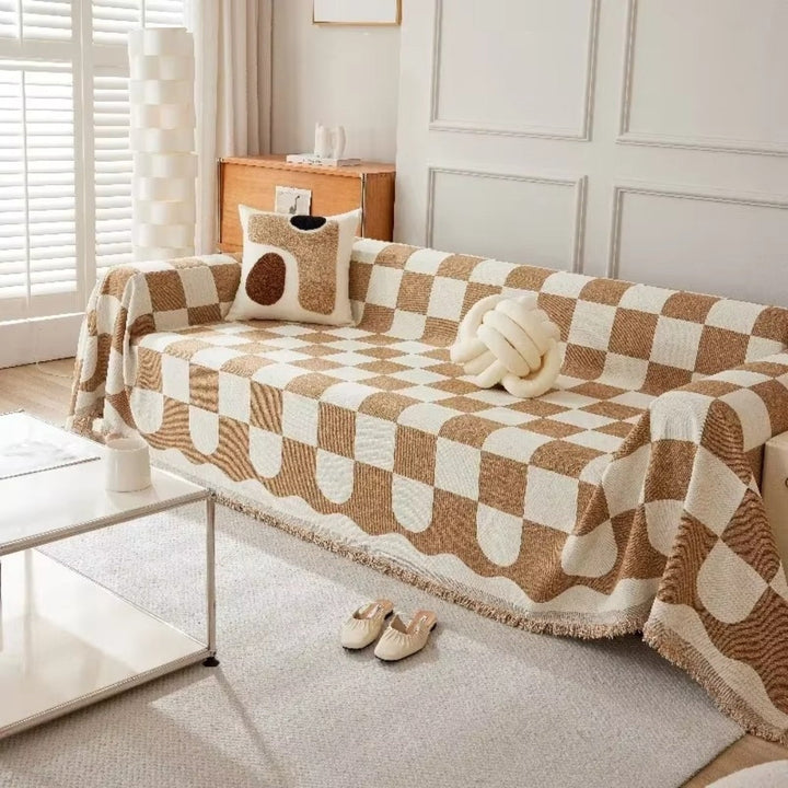 Skakbræt Chic Frynse Sofa Dække