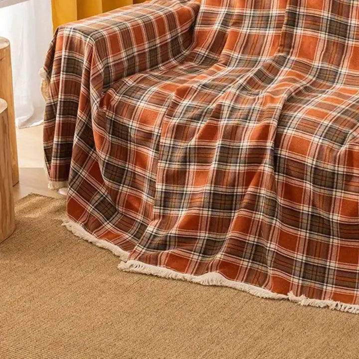 Efterårs Kastanje Ternet Sofa Dække