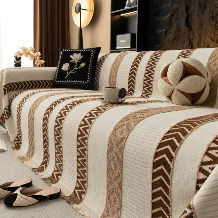 Chevron Mønster Chenille Sofa Dække
