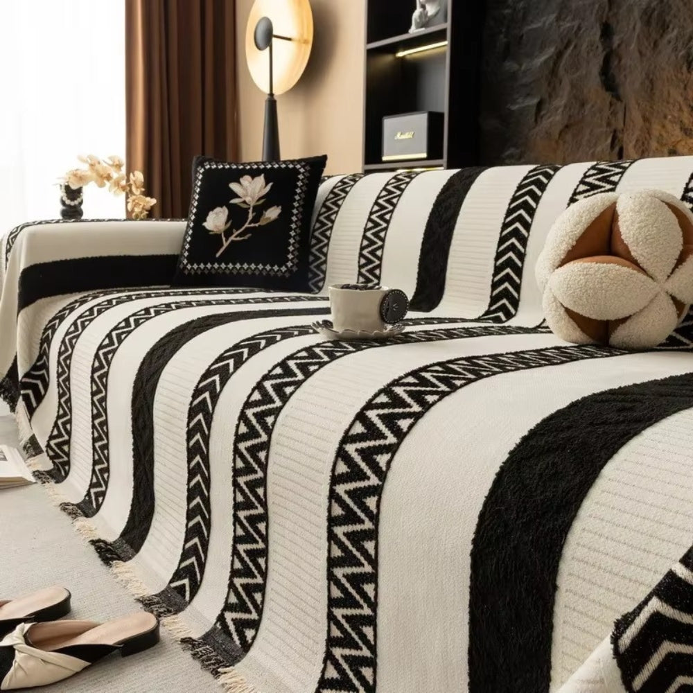 Chevron Mønster Chenille Sofa Dække