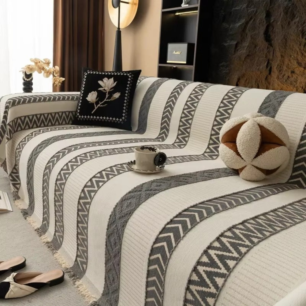 Chevron Mønster Chenille Sofa Dække