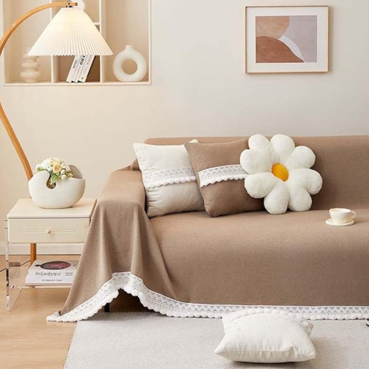 Klassisk Chenille Lace Edge Sofa Cover