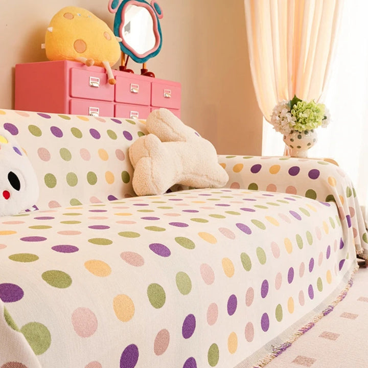 farverig Polka Dot Sofa Cover