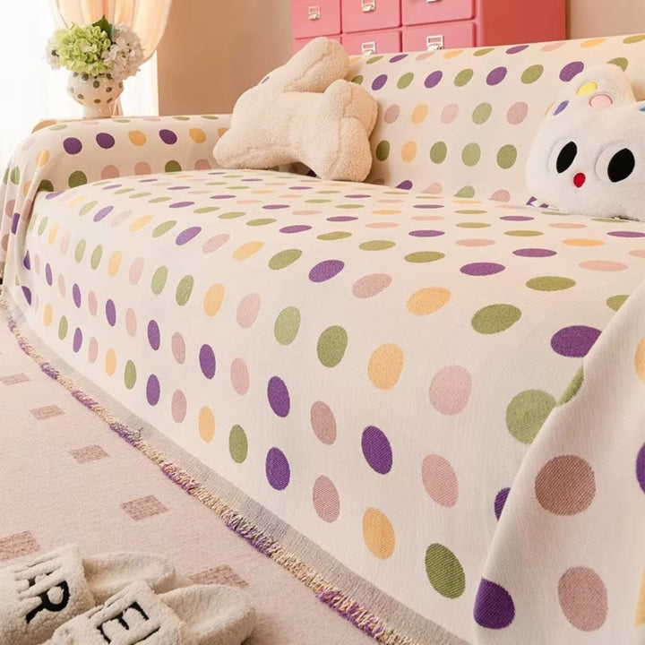 farverig Polka Dot Sofa Cover