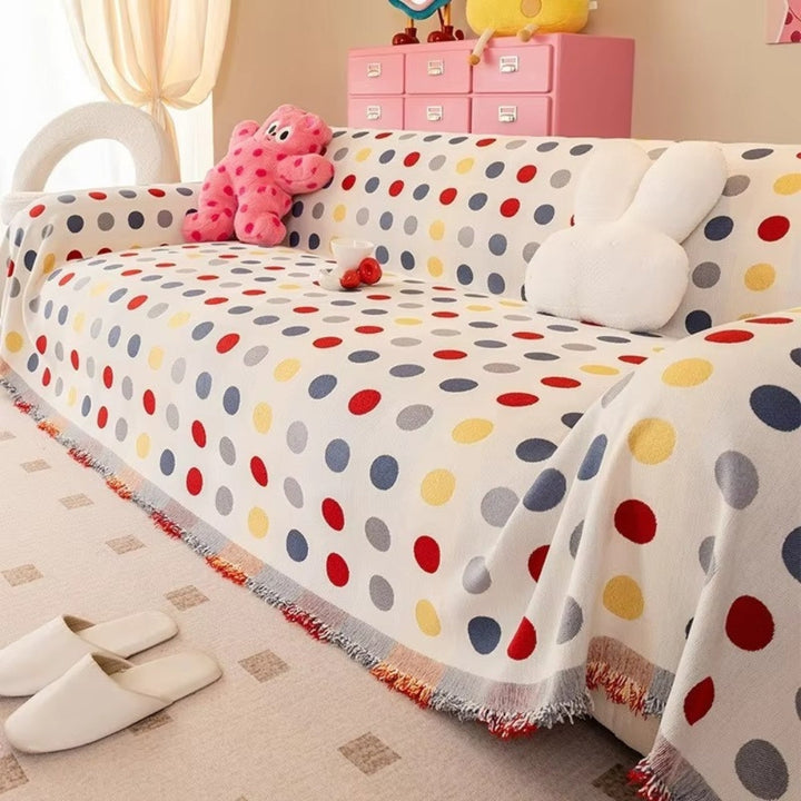 farverig Polka Dot Sofa Cover